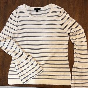 Ann Taylor Cream and Black Striped Sweatshirt